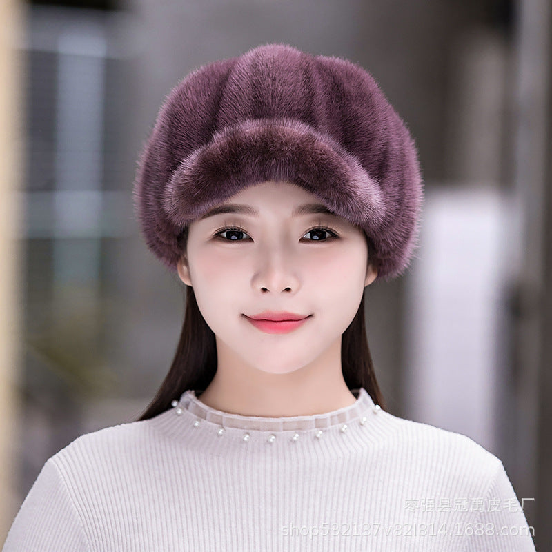 Winter Mink Fur Beret - Stylish & Warm