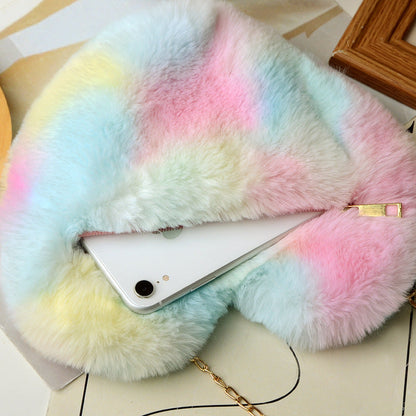 Heart-Shaped Fuzzy Crossbody Bag Winter