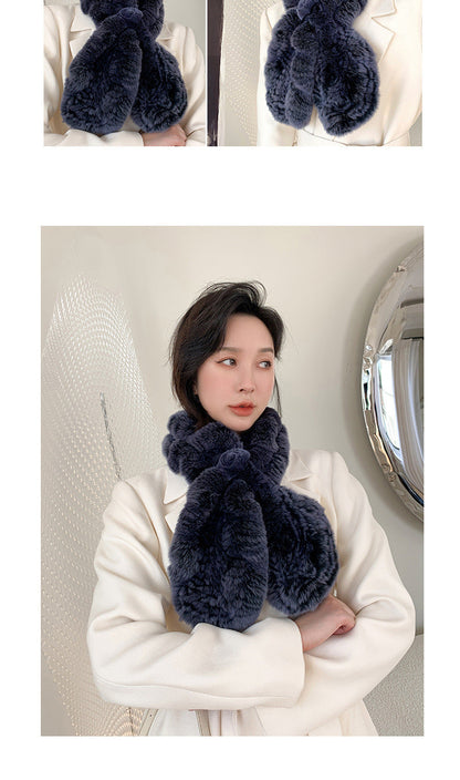 "Fashionable Real Rabbit Fur Scarf - Winter Accessory