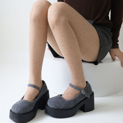 Sexy Slim Color Polka Dot Print Meat-through Leggings Pantyhose