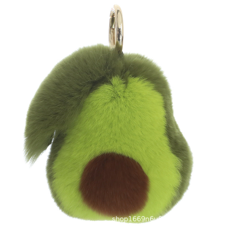 Cute Avocado Keychain - Faux Fur Car Accessory