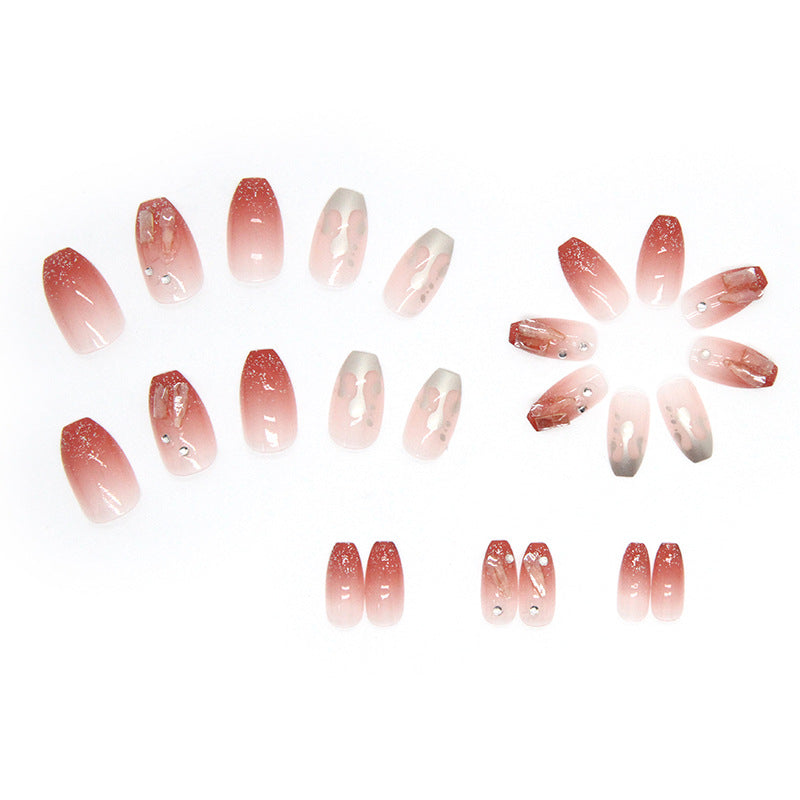 Summer Gentle Flame Shatter Diamond Nails - Short Ballet (24-Piece)