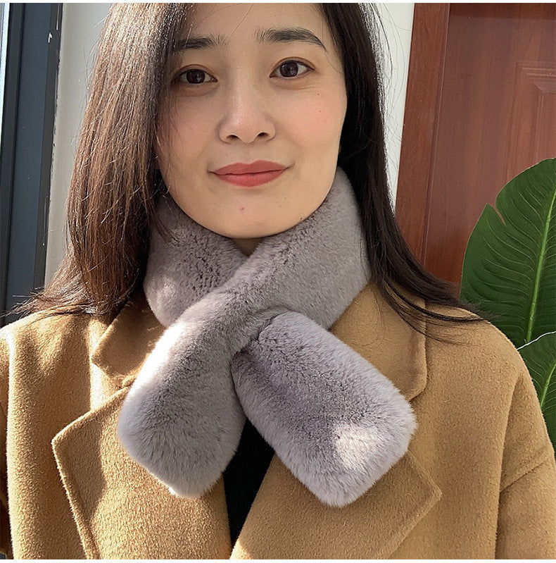 Double-Sided Real Rabbit Fur Scarf - Winter Warmth