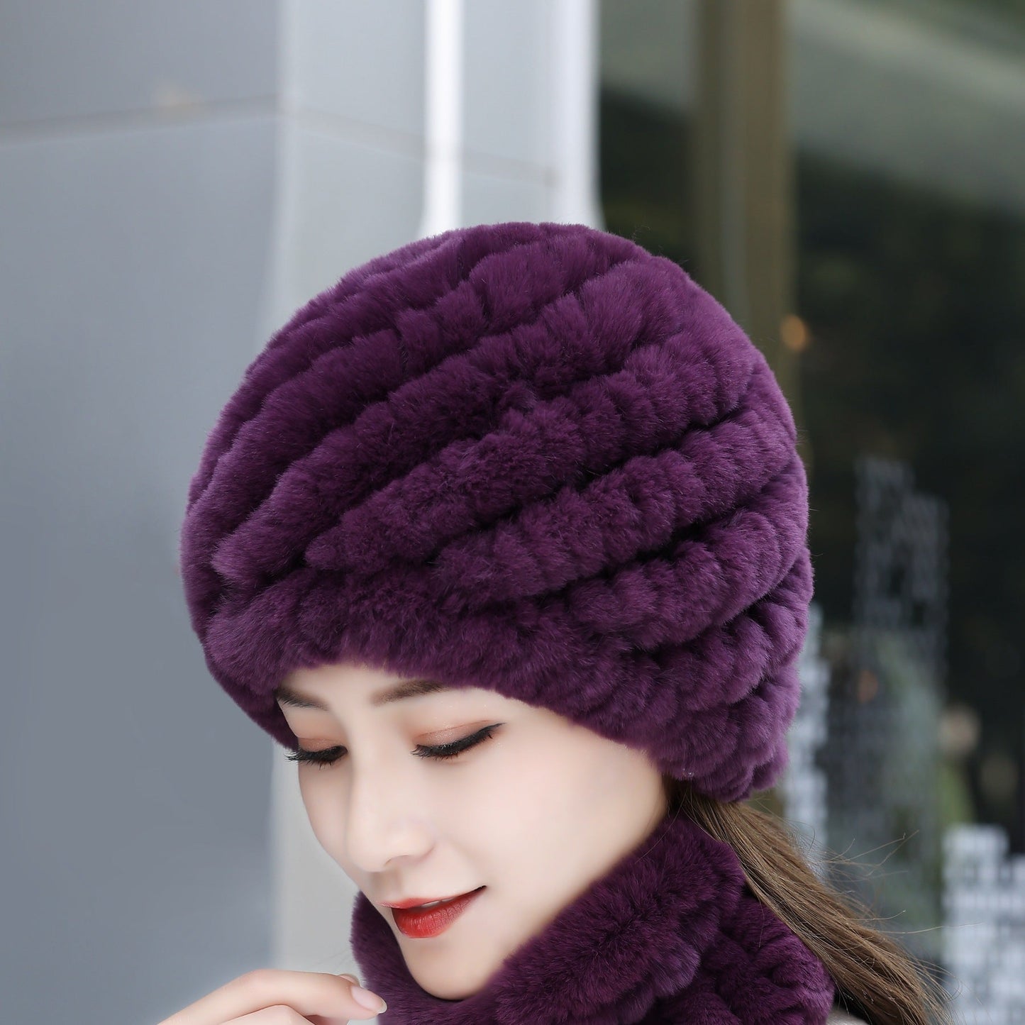 Winter Knit Real Rabbit Fur Hat - Warm & Stylish