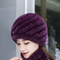 Winter Knit Real Rabbit Fur Hat - Warm & Stylish