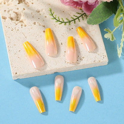 New Fashion  Luxury Minimalist Yellow Gradient Aurora Metal Acrylic Nails TA-19-Homeunderwear