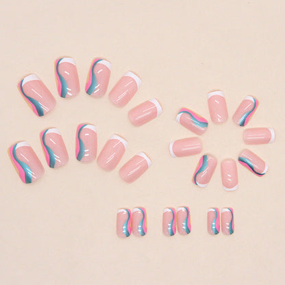 Aurora Wave Mid-Length French Nail Stickers