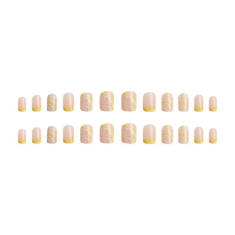 Yellow Lemon Soda French Fall Nails 24-Piece Whitening Nail Tips