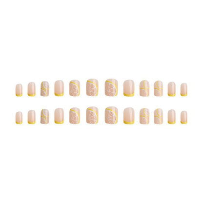 Yellow Lemon Soda French Fall Nails 24-Piece Whitening Nail Tips