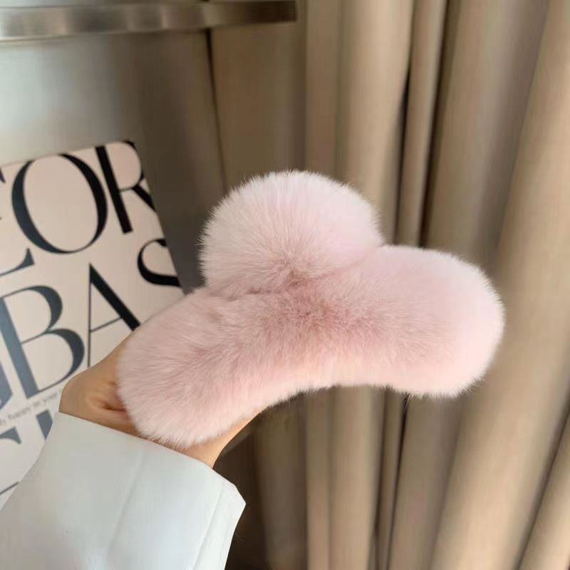 Luxury Real Rabbit Fur Hair Claw - Cute Ponytail Holder