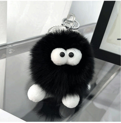 Cute Real Rabbit Fur Monster Keychain - Phone Charm