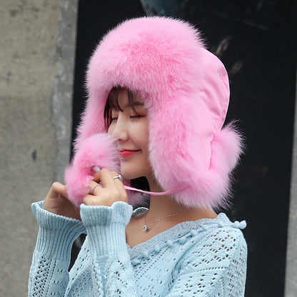 Warm Fox Fur Ear Flap Hat - Winter Accessory