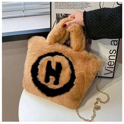 Korean Faux Fur H Bag - Trendy Street Style Handbag