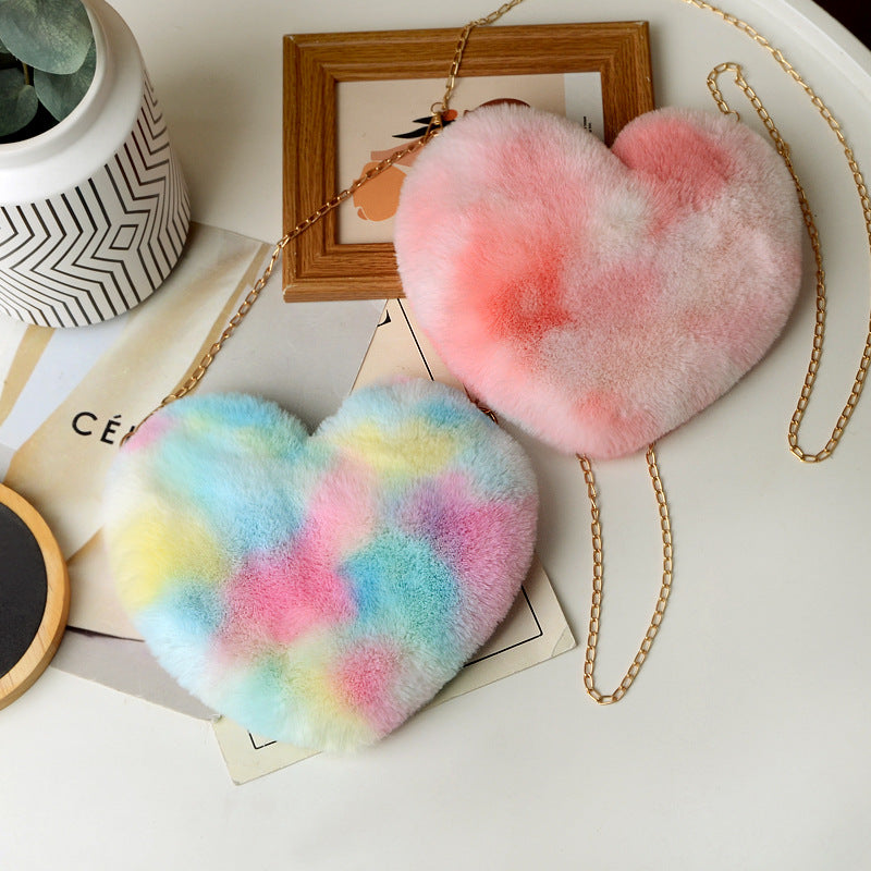 Heart-Shaped Fuzzy Crossbody Bag Winter