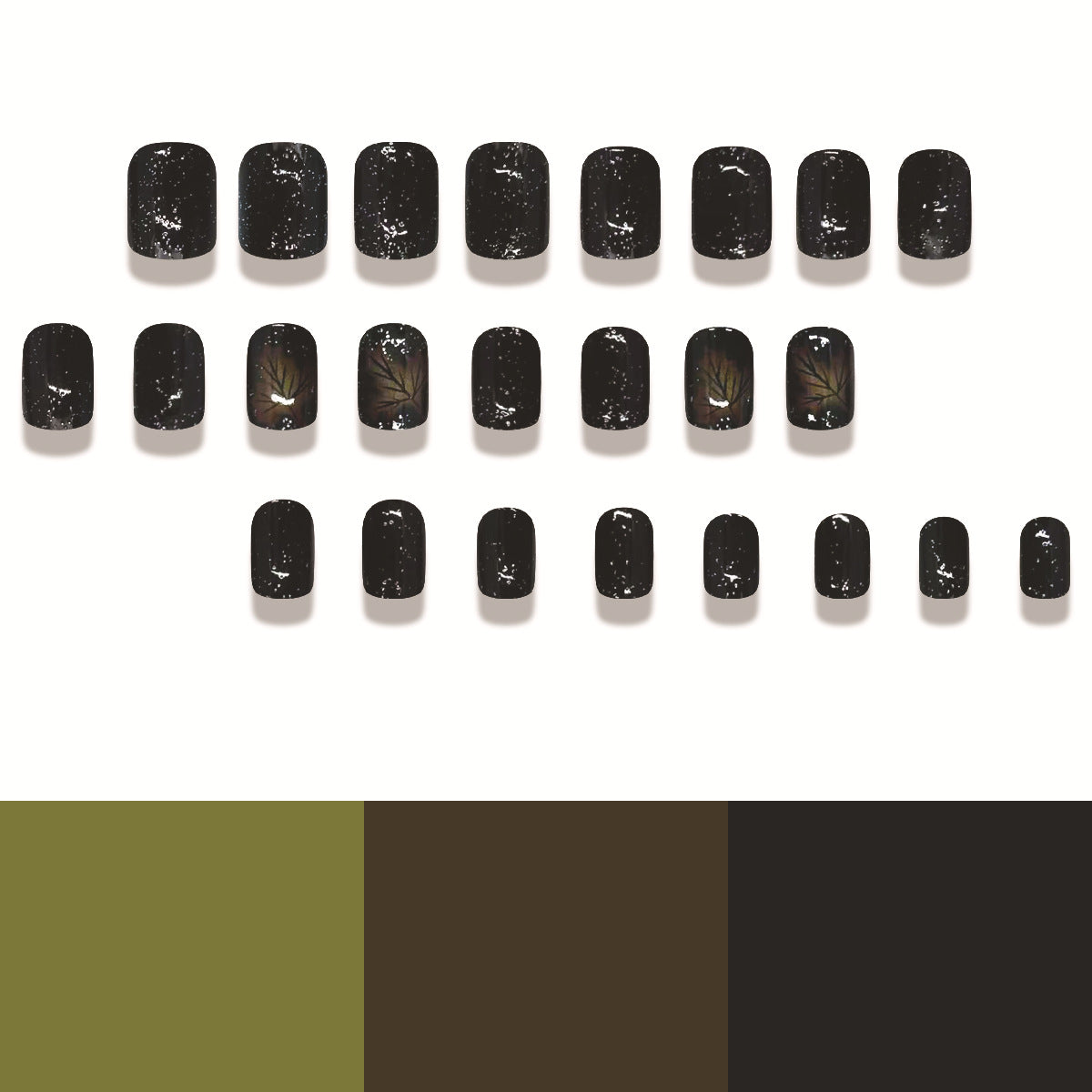 Black Coffee Silver Glitter Short Square Thanksgiving Nails