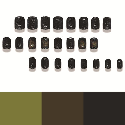 Black Coffee Silver Glitter Short Square Thanksgiving Nails