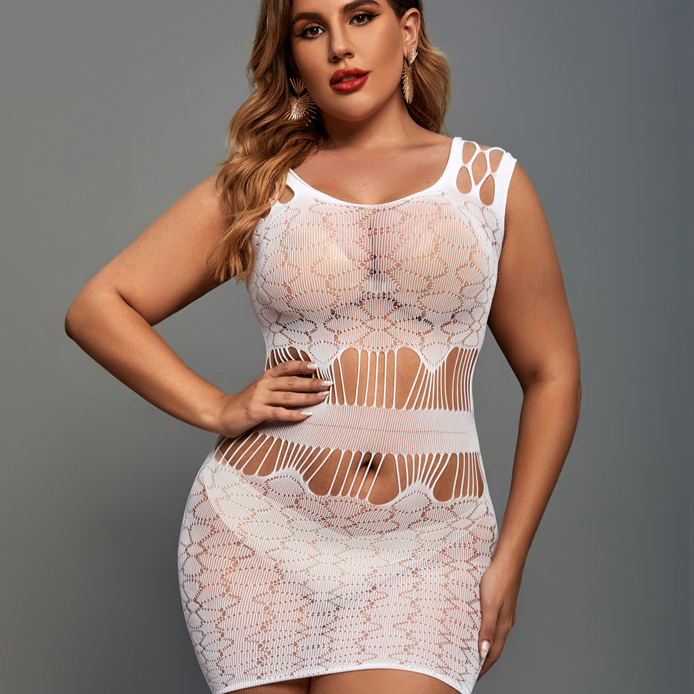 Sexy Plus Size See-Through Hip Bodysuit