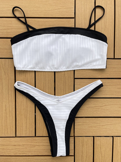 Sultry Elegance Black and White Mesmerizing Beach Look Bikini Swimwear