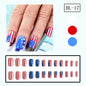 4th of July Red White Blue French Square Nails with Flag Design