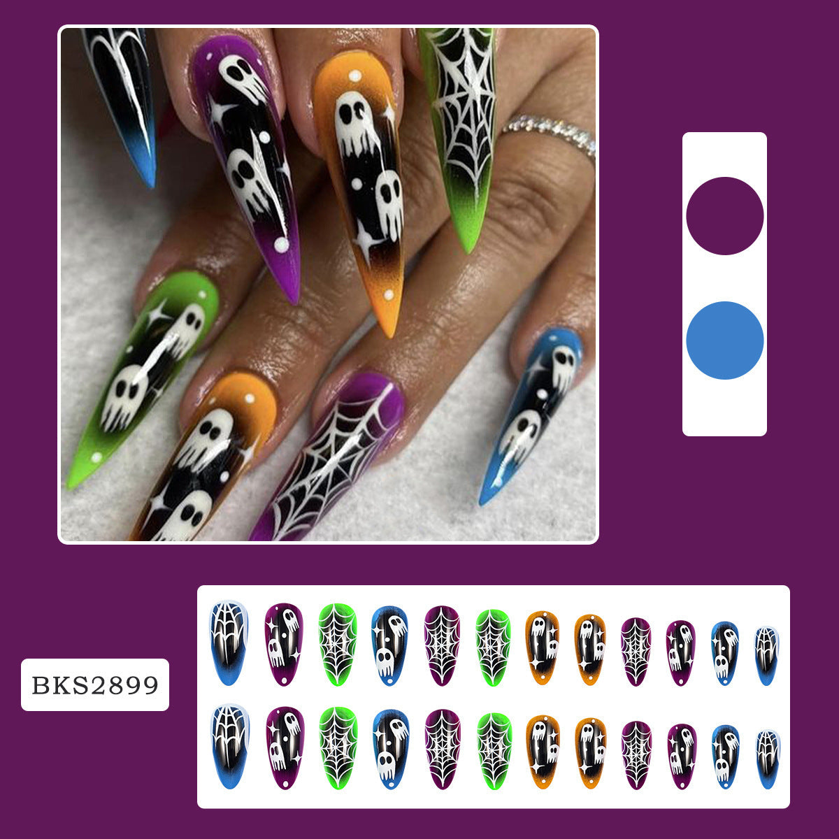 New FashionHalloween Bat and Ghost Face Nail Tips