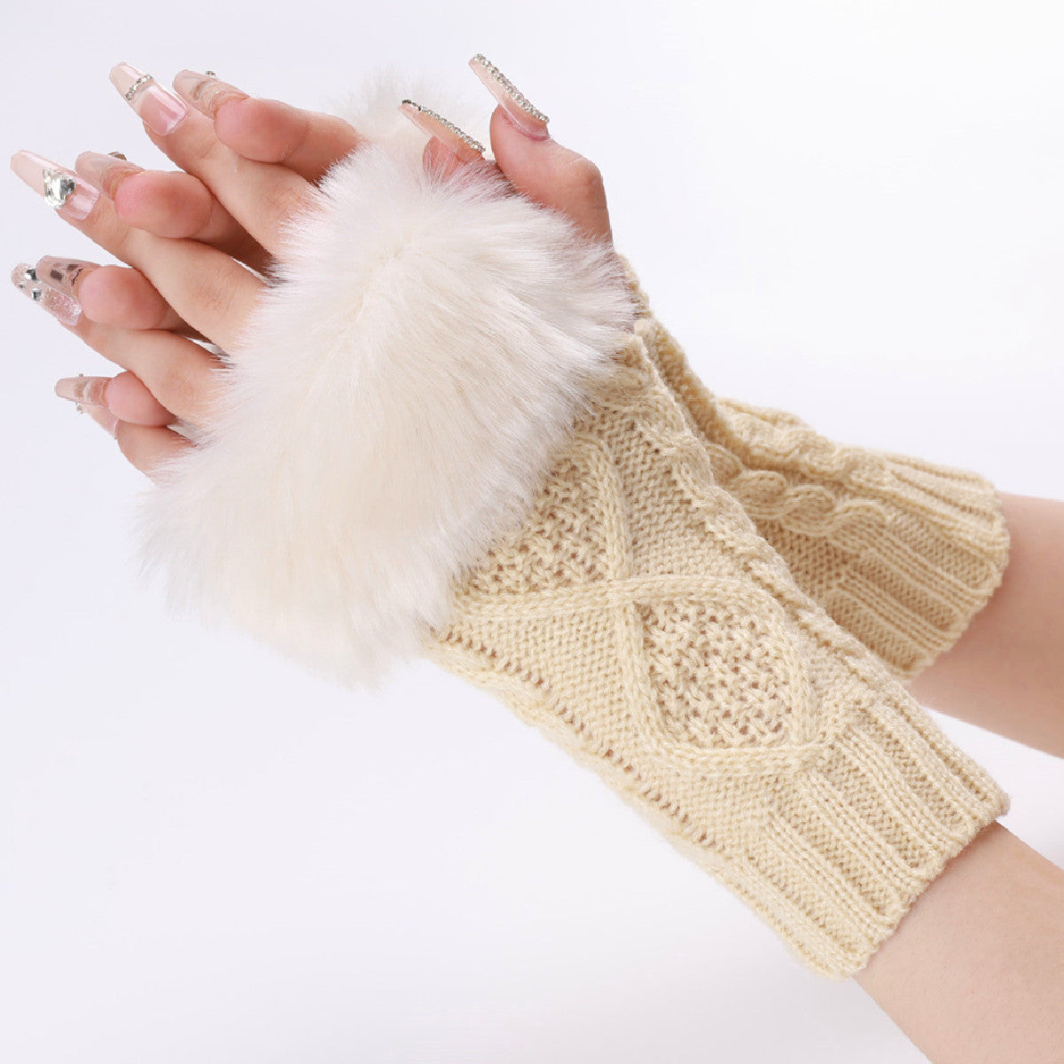 Short Woolen Knitted Gloves