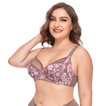 Plus Size Sexy Lace Print Bra