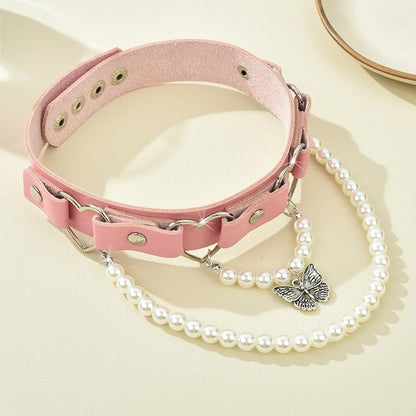 Trendy Butterfly Pearl Choker