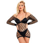 Sexy Rhombus Geometric Perspective Fishnet Onesie Sexy Underwear