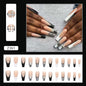 Wholesale Finished Long Ballet Nails Black Mysterious Cross Pattern 24-Piece Box-homeunderwear