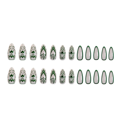 White-Promoting Heart Line Green Nail Stickers