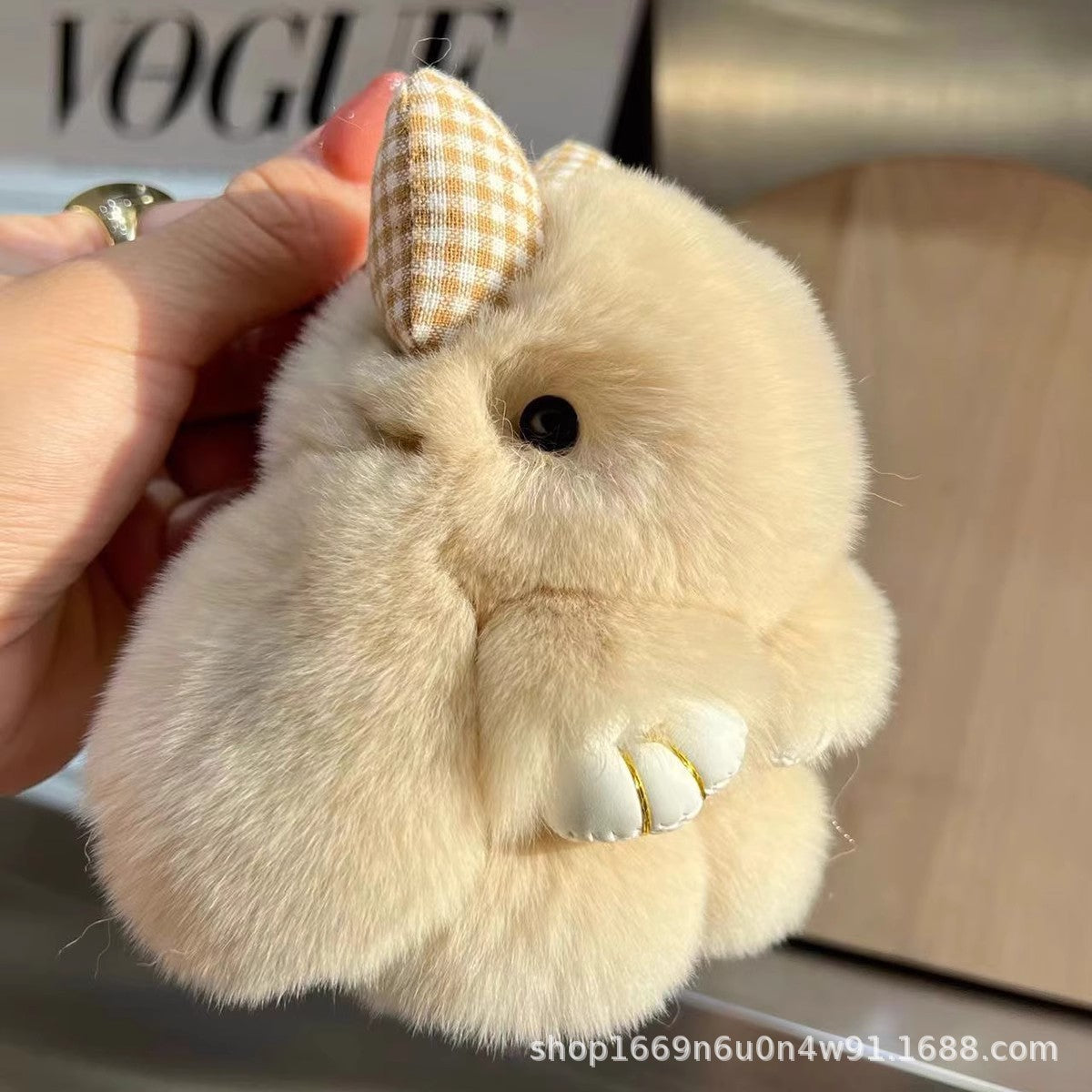 Real Fur Lying Rabbit Bag Charm Keychain