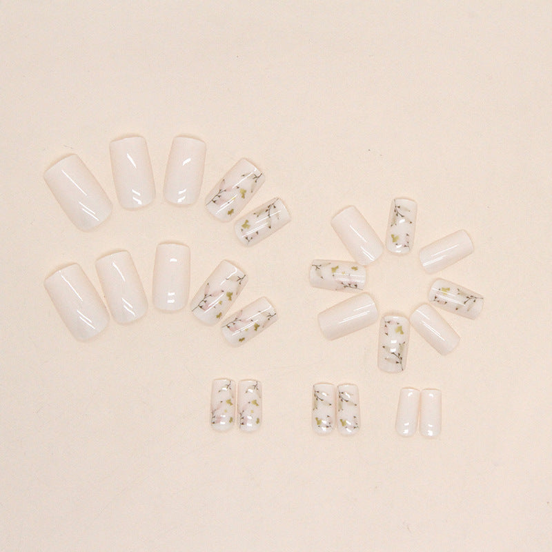 24-Piece Mid-Length Ins Style Nails - Ready-Made, Trendy Design