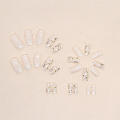 24-Piece Mid-Length Ins Style Nails - Ready-Made, Trendy Design