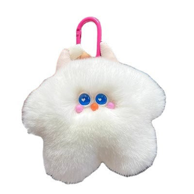 Cute Real Rabbit Fur Ice Cream Keychain Plush Gift