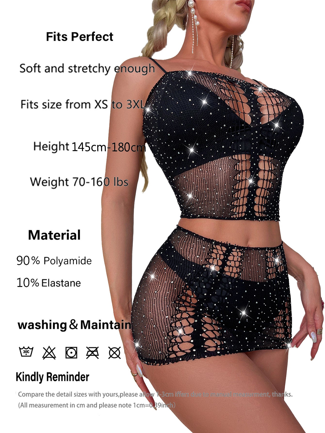 Sexy Hot Drill Crotch Two-piece Mesh Dress Sex Underwear