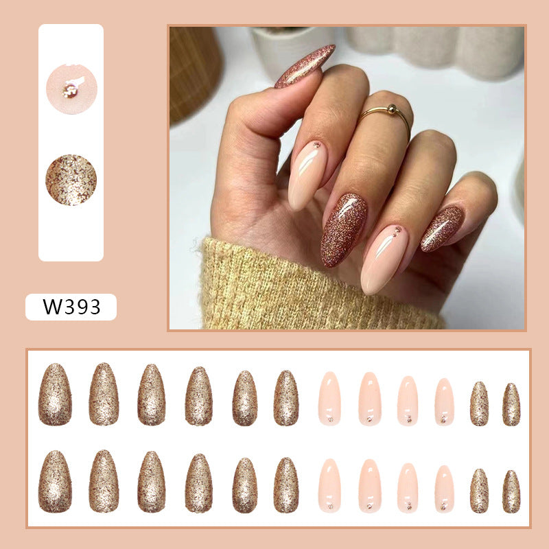 Almond Shape Flashy Full Coverage Sweet Cool Euro Ins Style Fake Nails