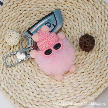 Cute Fuzzy Coal Ball Keychain - 10cm Plush Toy