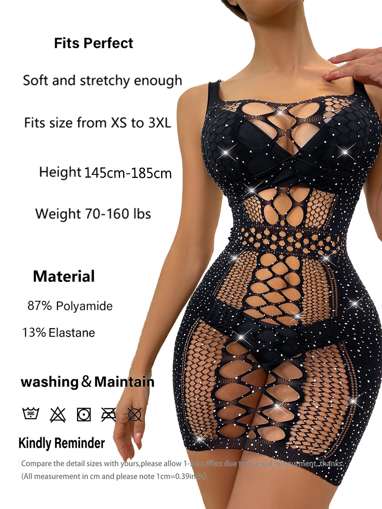 Sexy Hot Diamond Underwear Bright Diamond Passion Perspective Fishing Net Dress