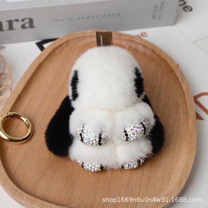 Cute Real Mink Bunny Keychain Plush Bag Charm