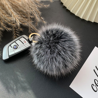 Fox Fur Pom Pom Keychain & Car Charm - Small Size