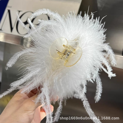 Ostrich Feather Hair Claw Clip Glamorous Accessor