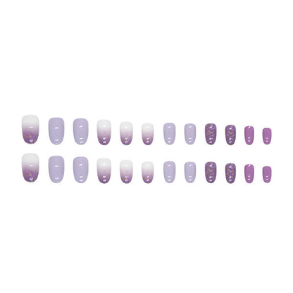 Oval Shape Sweet Lilac Pearl Gradient Nails, French Style