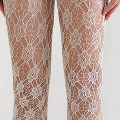 Spring and Summer New Color Jacquard Lace Floral Hollow Fishing Net Shaping Hip Lift Lace Pantyhose