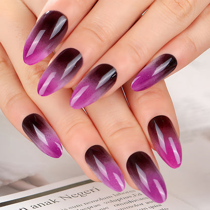 New Fashion  Droplet Shape Sweet Purple Gradient Acrylic Nails-Homeunderwear