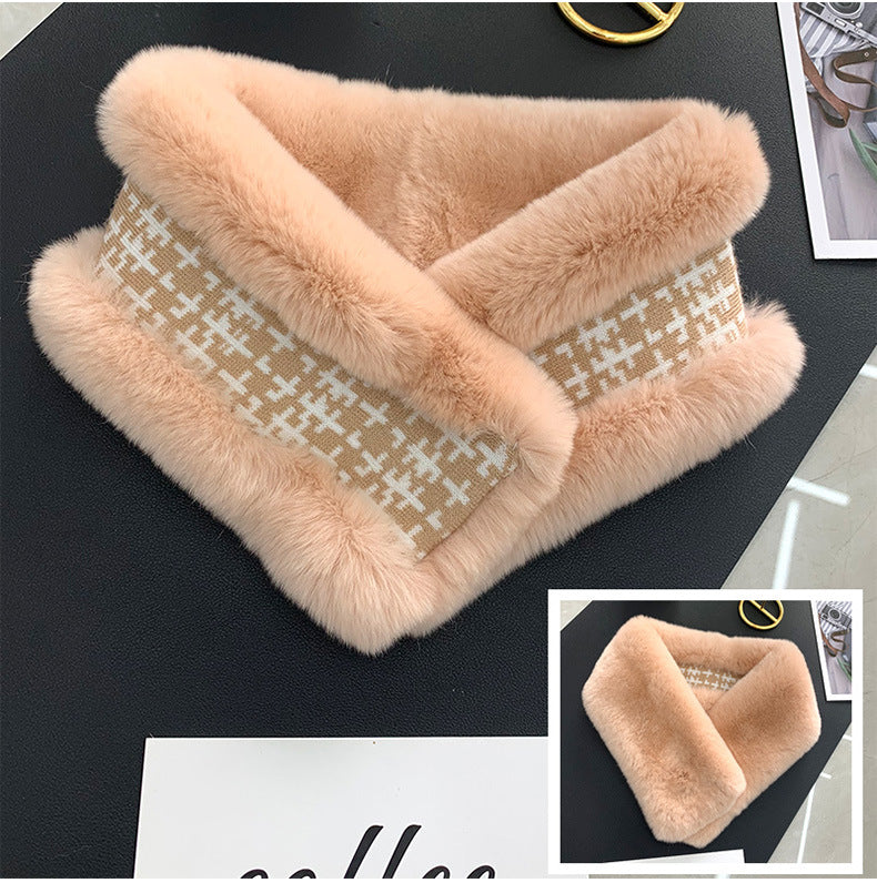 Double-Sided Real Rabbit Fur Scarf - Women's Winter Neck Warmer