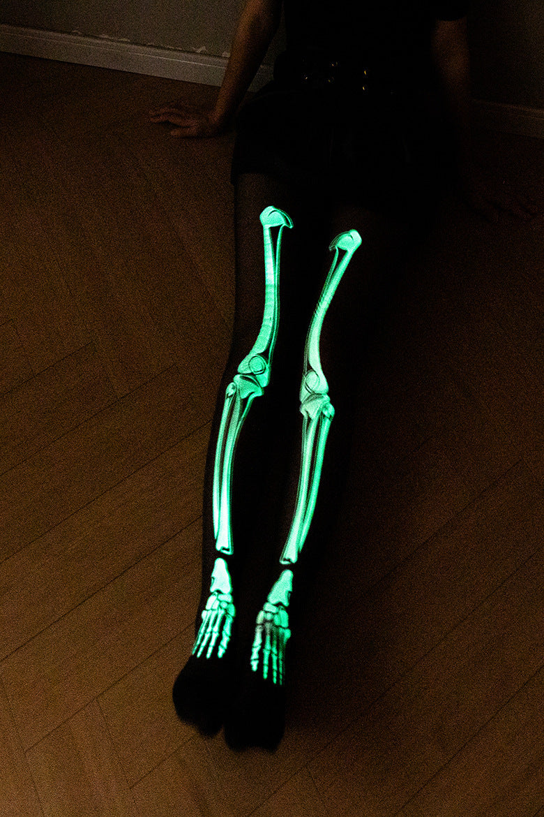 Sexy Luminous Skull Skeleton Luminous White Bone Stockings