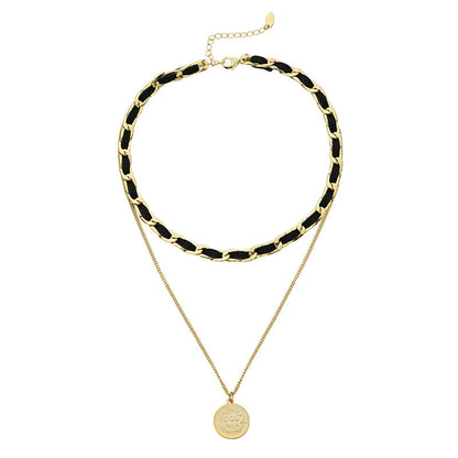 Double Layered Beauty Head Coin Choker