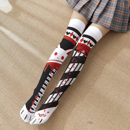 Spring and Autumn Print Japanese Lolita Cute Anime Knee Long Tube Velvet Socks