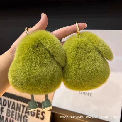 Cute Avocado Keychain - Faux Fur Car Accessory