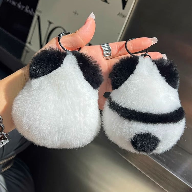 Cute Faux Fur Panda Keychain Plush Toy